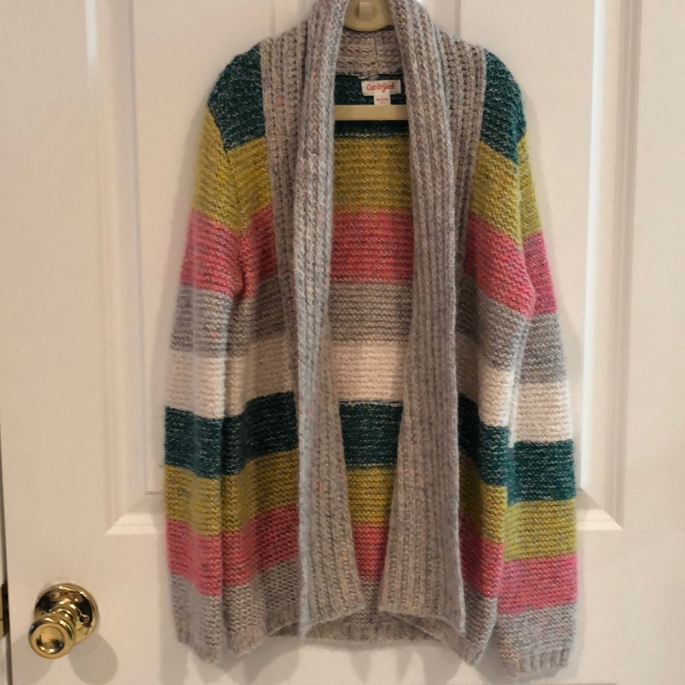 Cat & Jack Striped Sparkle Open Cardigan Size M
